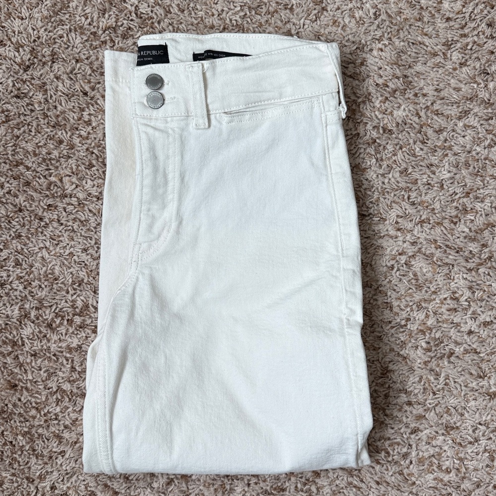 Banana Republic Cream High-Rise Wide Leg Jeans